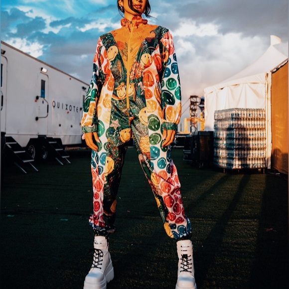 FARM Rio Pants - FARM Rio Multicolor Printed Jumpsuit with Orange Accents